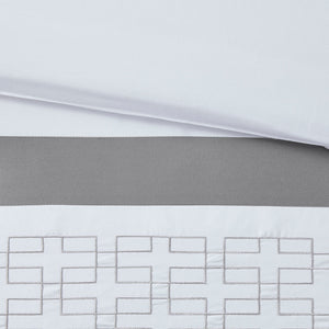 English Elm 8 Powell Embroidered Comforter Set Cal King — Hotel-Style Pieced Border, Hypoallergenic Fill, Machine Washable White 19.68 L x 12.6 W x 12.6 H B03594958