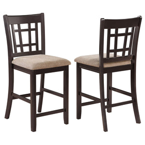 English Elm Tan Lattice Back Counter Stools Set of 2 - Espresso Frame, Cross-Back Design & Plush Tan Fabric Seats B062P145640