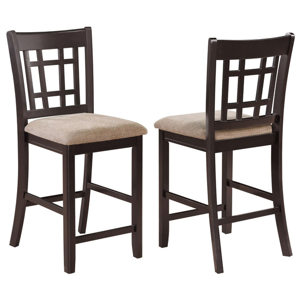 English Elm Tan Lattice Back Counter Stools Set of 2 - Espresso Frame, Cross-Back Design & Plush Tan Fabric Seats B062P145640