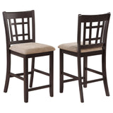 Tan & Espresso Lattice Back Counter Stools Set of 2 - Elegant Design, Plush Comfort