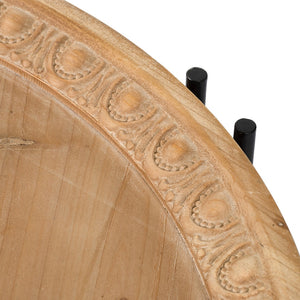 English Elm D32" Solid Fir Wood Round Coffee Table with Iron Pin Legs for Farmhouse Living Rooms W2078P147520