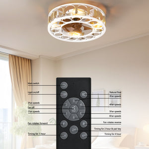 English Elm Caged Semi-Embedded Ceiling Fan with Lights Remote Control, 6-Speed Reversible Blades, LED W1340119553