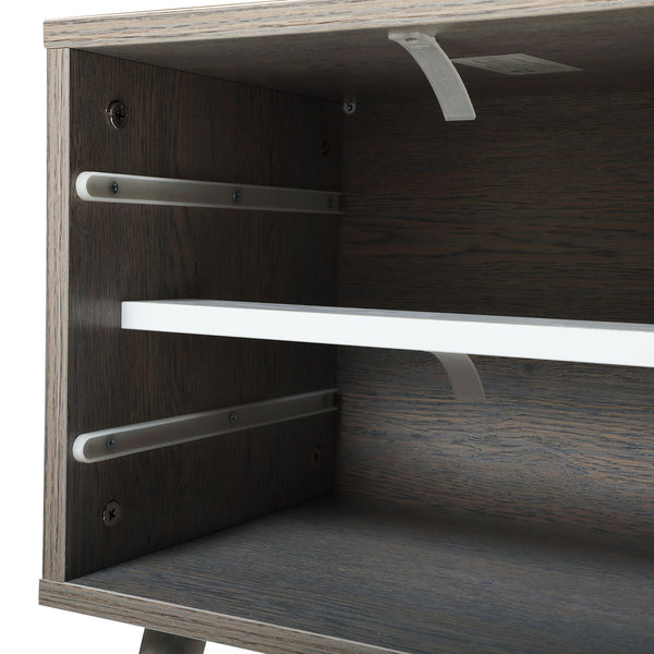 English Elm Set Sleek Two-Drawer Bedside Tables with Solid Wood Legs, Compact 16x12x28 in Storage for Bedroom Grey W2181P147515