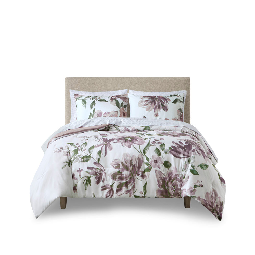 English Elm King Floral Comforter Set with Sheets – Mauve Green Taupe Floral Microfiber, Deep Pocket, Machine Washable B035128921