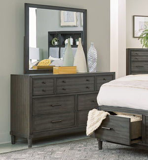 English Elm Transitional Gray Wittenberry 7-Drawer Dresser with Dark Bronze Hardware, Okume Veneer, 58"x19"x36.5" B011P147531