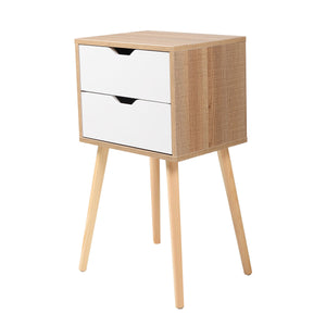 English Elm Set Sleek Two-Drawer Bedside Tables with Solid Wood Legs, Compact 16x12x28 in Storage for Bedroom White W2181P147490