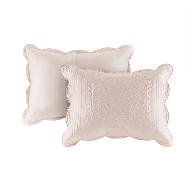 English Elm 3 Madison Park Tuscany Reversible Scalloped Edge Quilt Set King/Cal King Blush - Cozy Microfiber Cotton Filling, Antimicrobial B03597534