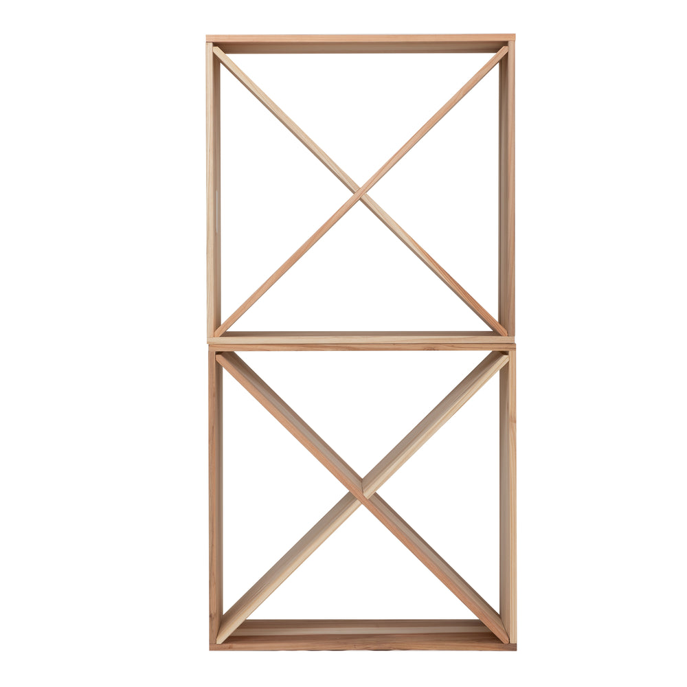 English Elm Set of 2 Rustic Fir Wood 24-Bottle Wine Racks — Stackable Wine Storage Cubes for Bar, Kitchen Cellar organization W2181P147514