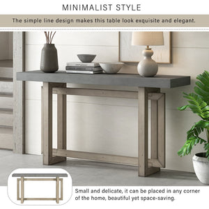 English Elm U_style Farmhouse Console Table with Three Drawers Open Shelf Entryway Organizer Gray N711P410422E