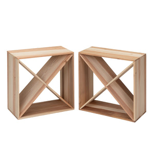 English Elm Set of 2 Rustic Fir Wood 24-Bottle Wine Racks — Stackable Wine Storage Cubes for Bar, Kitchen Cellar organization W2181P147514