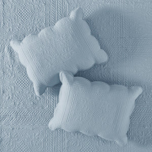 English Elm 3 Madison Park Tuscany Reversible Scalloped Edge Quilt Set Full/Queen - Microfiber Face, Cotton Fill, Antimicrobial Freshness Protection Blue 15.35 L x 17.72 W x 7.48 H B035129070