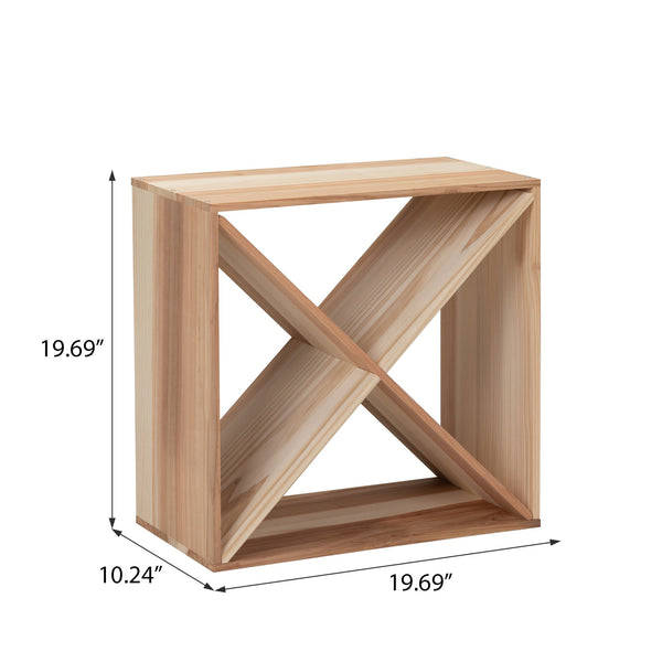 English Elm Set of 2 Rustic Fir Wood 24-Bottle Wine Racks — Stackable Wine Storage Cubes for Bar, Kitchen Cellar organization W2181P147514