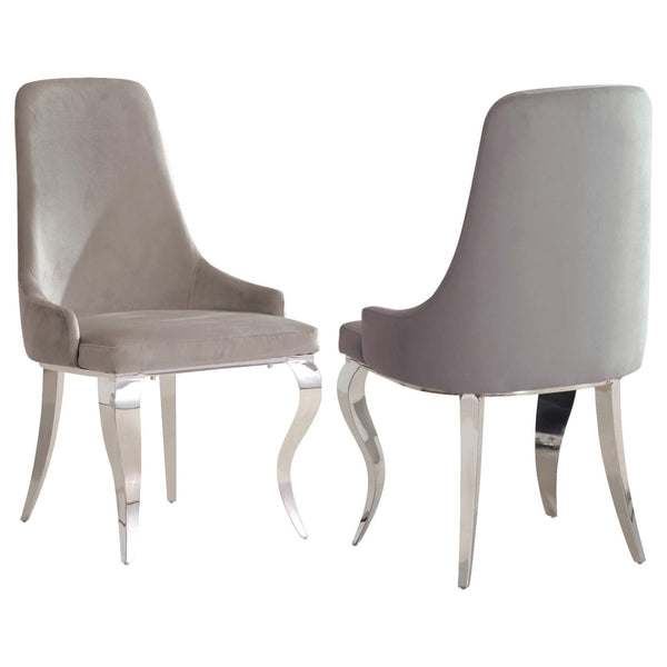 English Elm Grey Upholstered Dining Chairs Set Of 2 - Chic Velvet Comfort With Polished Chrome Legs For Glam Style B062P145616