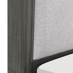 English Elm Gray Queen Platform Bed with Led Shelves Usb Ports Storage Drawers Upholstered Headboard B011S00657