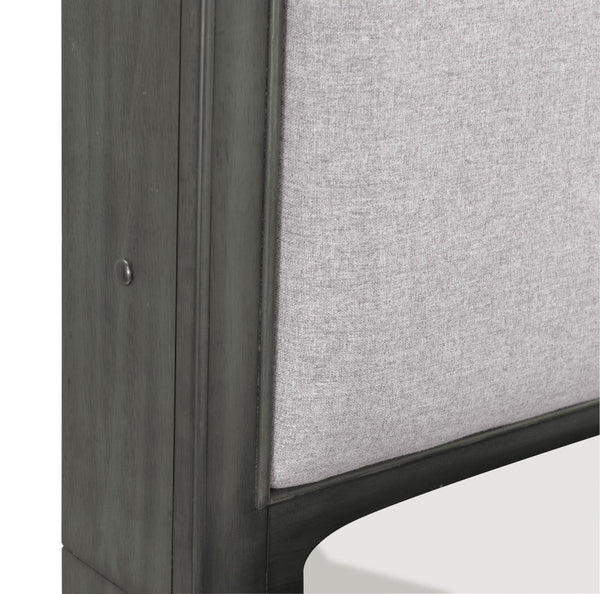 English Elm Gray Queen Platform Bed with Led Shelves Usb Ports Storage Drawers Upholstered Headboard B011S00657