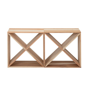 English Elm Set of 2 Rustic Fir Wood 24-Bottle Wine Racks — Stackable Wine Storage Cubes for Bar, Kitchen Cellar organization W2181P147514