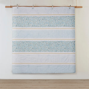 English Elm King/Cal King Seersucker Comforter Set 5-Piece Floral Lace Trimmed Shabby Chic Aqua Bedding Ensemble B035128847