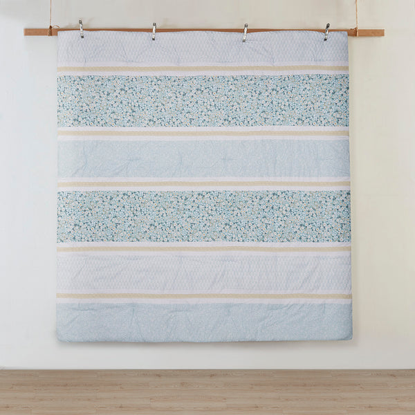 English Elm King/Cal King Seersucker Comforter Set 5-Piece Floral Lace Trimmed Shabby Chic Aqua Bedding Ensemble B035128847