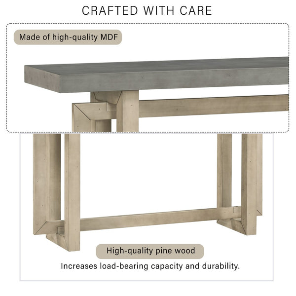 English Elm U_style Farmhouse Console Table with Three Drawers Open Shelf Entryway Organizer Gray N711P410422E