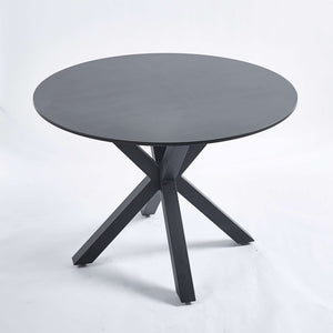 English Elm 42.1"black Round Mdf Dining Table Seats Six with Cross Leg Pedestal Mid-century Base W234P143405