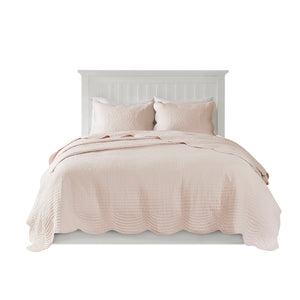 English Elm 3 Madison Park Tuscany Reversible Scalloped Edge Quilt Set King/Cal King Blush - Cozy Microfiber Cotton Filling, Antimicrobial B03597534