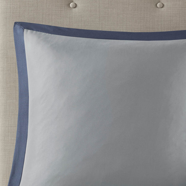 English Elm 8 Piece Embroidered Comforter Set In Navy - Luxurious Queen Bedding With Shams & Decorative Pillows B03594954