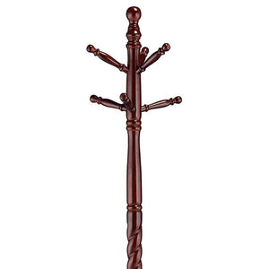 English Elm Merlot Coat Rack Twisted Post Design with 6 Swiveling Hooks, 71.5" Tall Ruberwood Classic Organizer B062P145643