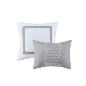 English Elm 8 Powell Embroidered Comforter Set Cal King — Hotel-Style Pieced Border, Hypoallergenic Fill, Machine Washable White 19.68 L x 12.6 W x 12.6 H B03594958