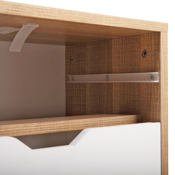 English Elm Set Sleek Two-Drawer Bedside Tables with Solid Wood Legs, Compact 16x12x28 in Storage for Bedroom White W2181P147490