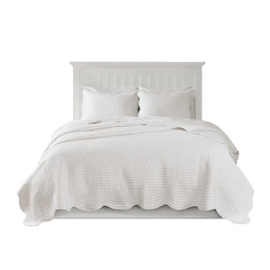 English Elm 3 Piece Reversible Scalloped Edge Quilt Set with Cotton Fill Microfiber Face Antimicrobial Freshness Protection for Full/Queen Bedding Chic Farmhouse Elegance White 17.72 L x 15.35 W x 6.3 H B03597387