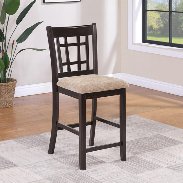English Elm Tan Lattice Back Counter Stools Set of 2 - Espresso Frame, Cross-Back Design & Plush Tan Fabric Seats B062P145640