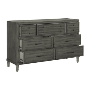 English Elm Transitional Gray Wittenberry 7-Drawer Dresser with Dark Bronze Hardware, Okume Veneer, 58"x19"x36.5" B011P147531