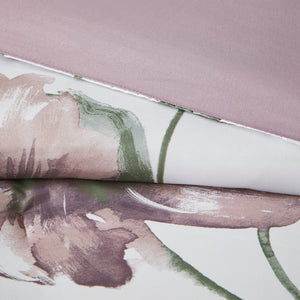 English Elm Full Floral Comforter Set with Bed Sheets - Mauve Green Taupe Floral Microfiber Comforter Bundle B035128920