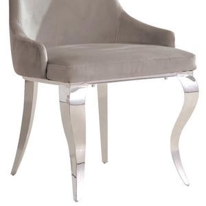 English Elm Grey Upholstered Dining Chairs Set Of 2 - Chic Velvet Comfort With Polished Chrome Legs For Glam Style B062P145616