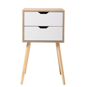 English Elm Set Sleek Two-Drawer Bedside Tables with Solid Wood Legs, Compact 16x12x28 in Storage for Bedroom White W2181P147490