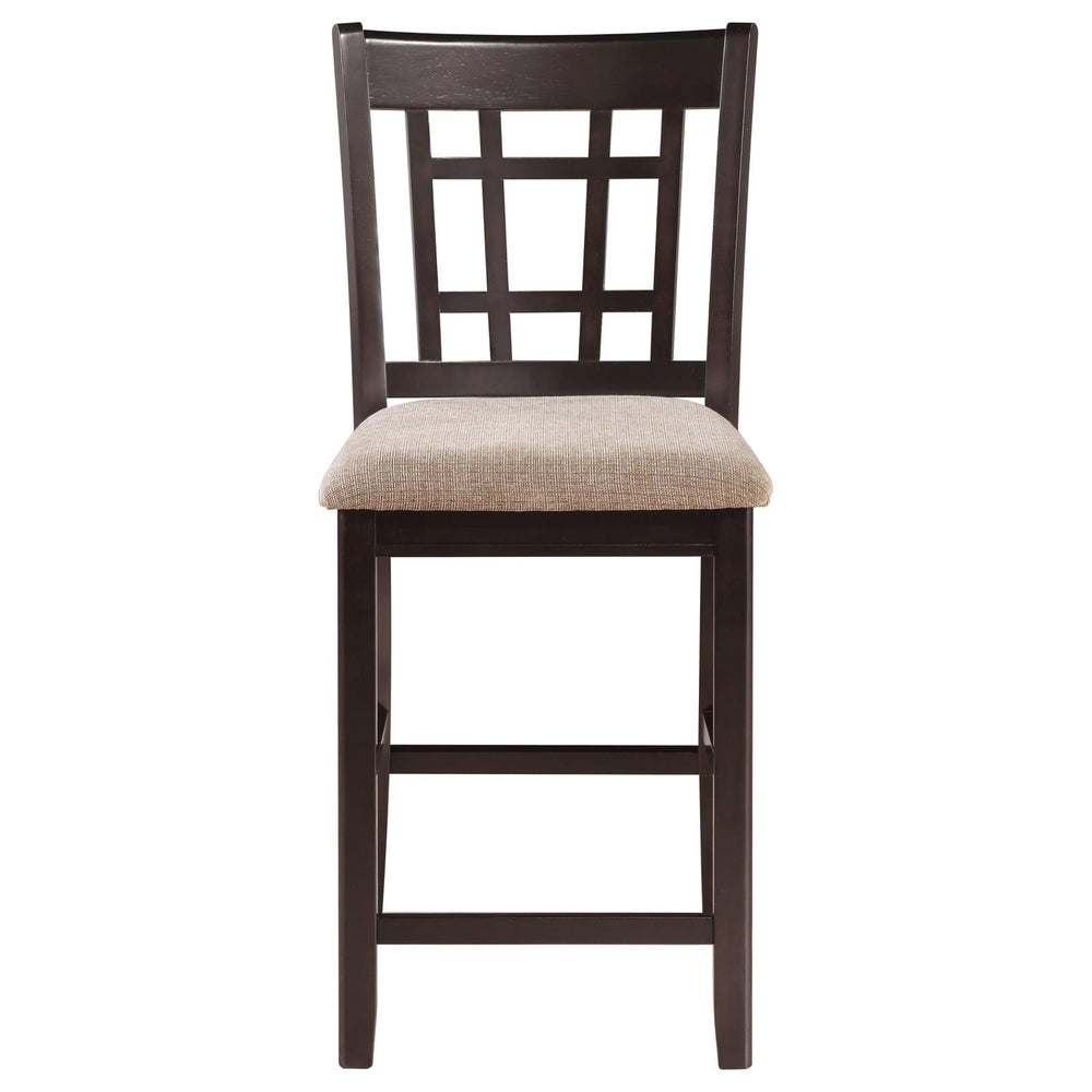 English Elm Tan Lattice Back Counter Stools Set of 2 - Espresso Frame, Cross-Back Design & Plush Tan Fabric Seats B062P145640