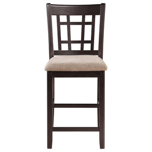 English Elm Tan Lattice Back Counter Stools Set of 2 - Espresso Frame, Cross-Back Design & Plush Tan Fabric Seats B062P145640