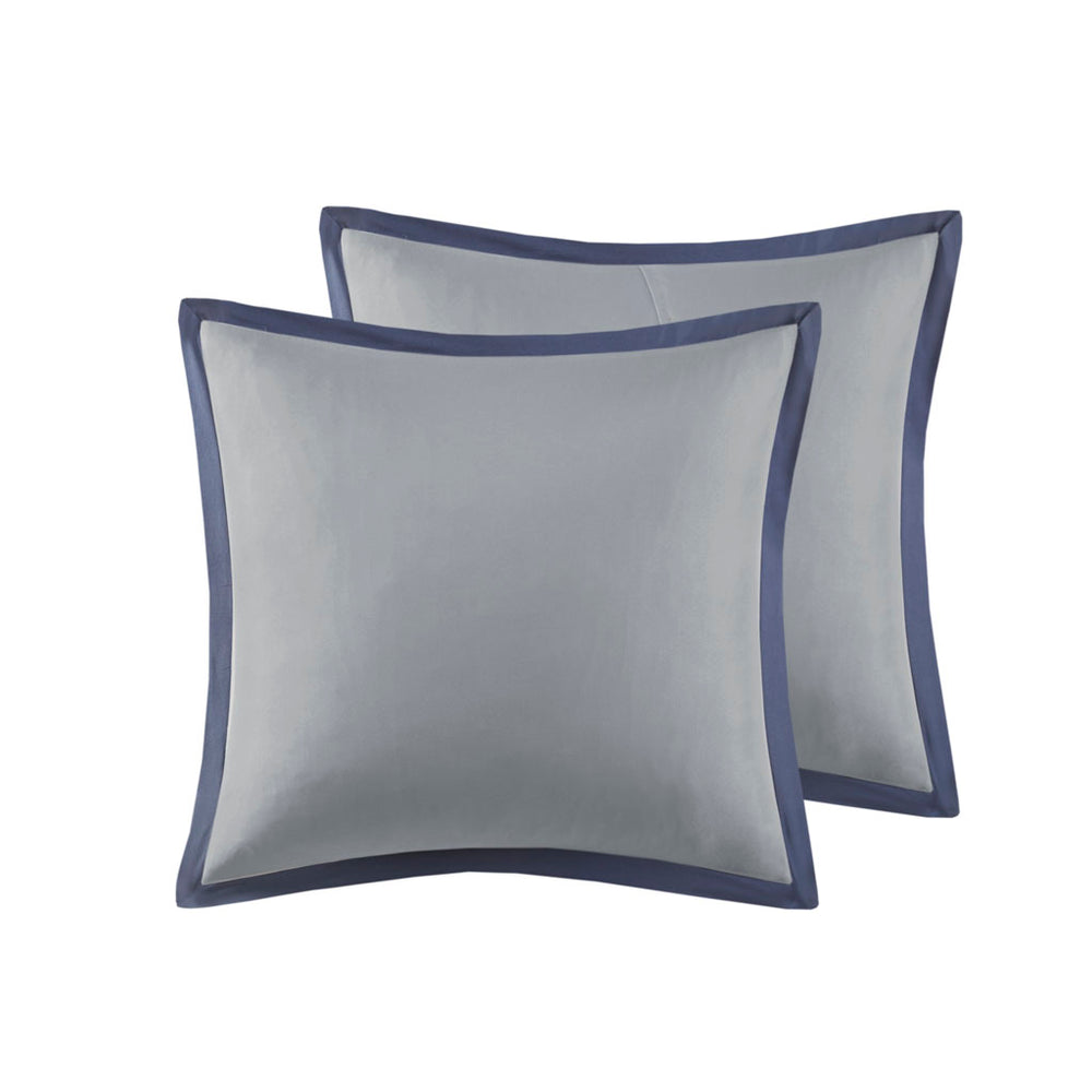 English Elm 8 Piece Embroidered Comforter Set - Luxurious Navy King Ensemble With Hypoallergenic Design & Style B03594955