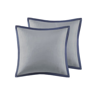 English Elm 8 Piece Embroidered Comforter Set In Navy - Luxurious Queen Bedding With Shams & Decorative Pillows B03594954