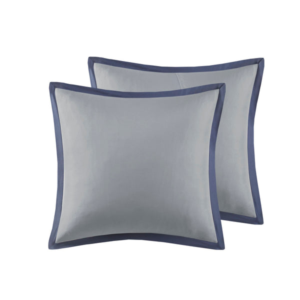 English Elm 8 Piece Embroidered Comforter Set In Navy - Luxurious Queen Bedding With Shams & Decorative Pillows B03594954