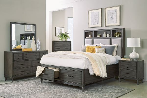 English Elm Transitional Gray Wittenberry 7-Drawer Dresser with Dark Bronze Hardware, Okume Veneer, 58"x19"x36.5" B011P147531