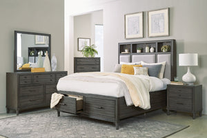 English Elm Modern Five Drawer Chest Gray Finish Dovetail Joints Bronze Hardware Bedroom Storage B011P154899