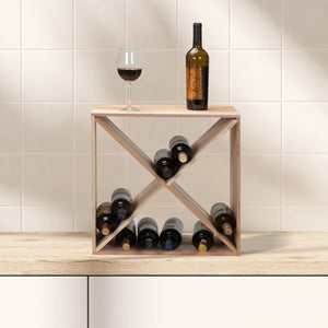 English Elm Set of 2 Rustic Fir Wood 24-Bottle Wine Racks — Stackable Wine Storage Cubes for Bar, Kitchen Cellar organization W2181P147514