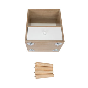 English Elm Mid-Century Natural White Nightstand Set of 2 with Drawer & Shelf, Compact 15.8"L x 23.6"H Tables W2181P147509