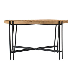 English Elm D32" Solid Fir Wood Round Coffee Table with Iron Pin Legs for Farmhouse Living Rooms W2078P147520