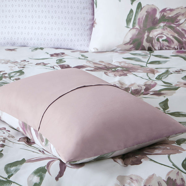 English Elm Twin Floral Comforter Set with Sheets - Mauve Green Taupe Microfiber Comforter, Diamond Sheets, Cozy Bedding B035128919