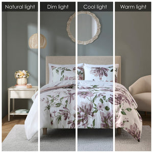 English Elm King Floral Comforter Set with Sheets – Mauve Green Taupe Floral Microfiber, Deep Pocket, Machine Washable B035128921