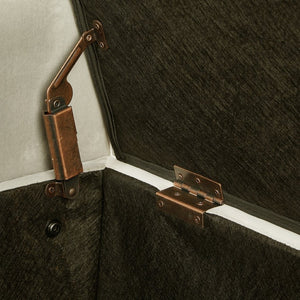 English Elm Upholstered Velvet Storage Bench Tufted Seat Nailhead Trim Armrests Entryway Bedroom Gray W2186139087