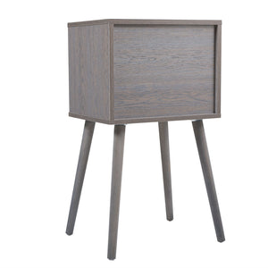 English Elm Set Sleek Two-Drawer Bedside Tables with Solid Wood Legs, Compact 16x12x28 in Storage for Bedroom Grey W2181P147515