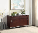 English Elm 1 Piece Sideboard W Shelves Wine Storage Drawers Glass Insert Top Wooden Dining Kitchen Furniture